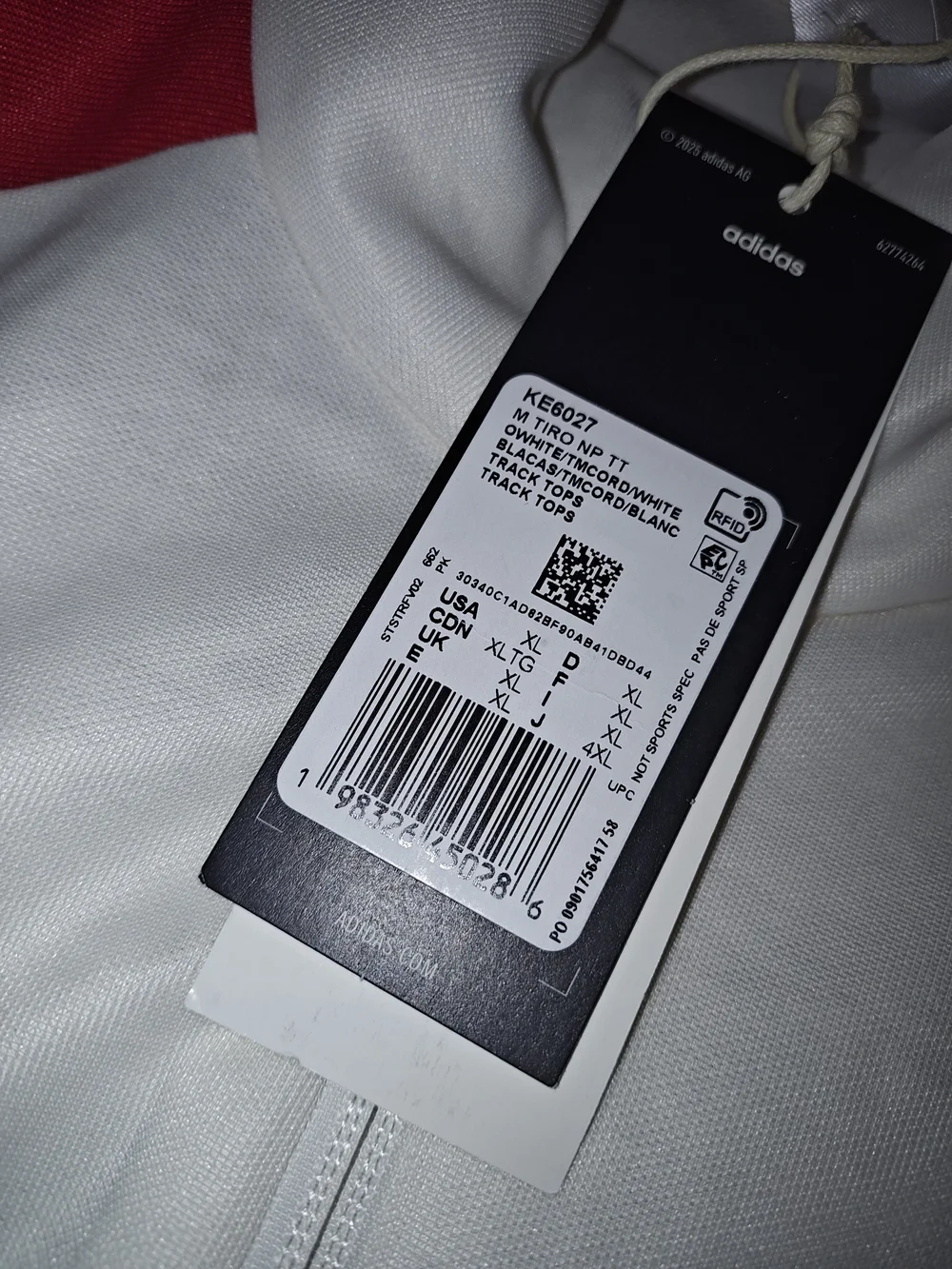 adidas White Track Jacket & Pants Set with Red Stripes